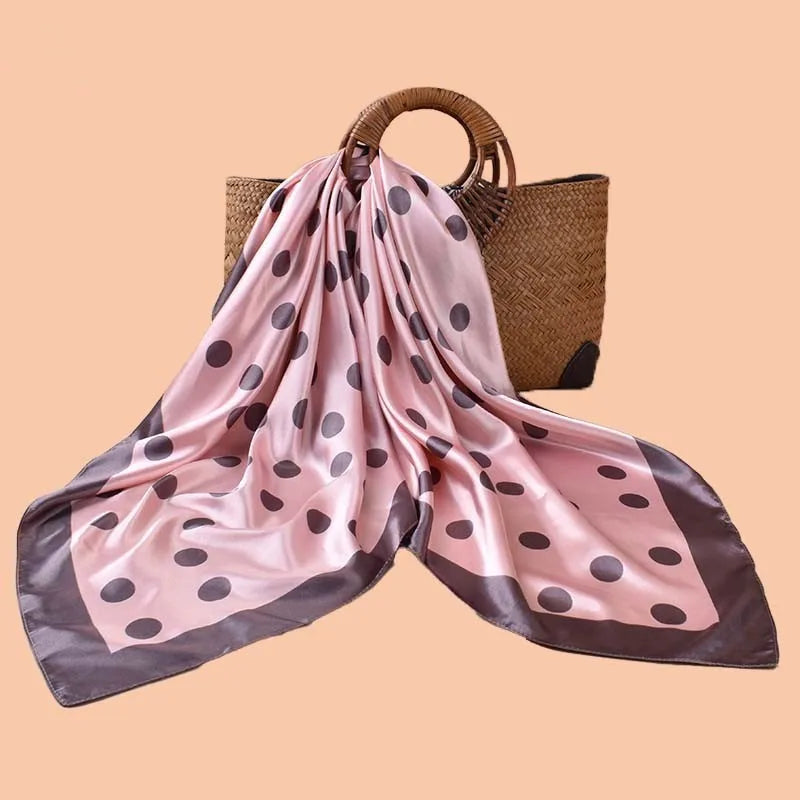 Luxury Polka Dots Silk Square Scarf