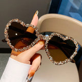 Brown Luxury Punk Love Heart Sunglasses