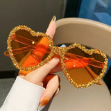 Orange Luxury Punk Love Heart Sunglasses