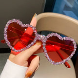 Red Luxury Punk Love Heart Sunglasses
