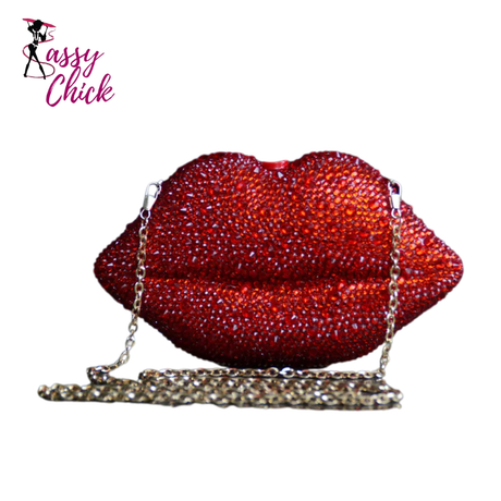 Luxury Red Lip Rhinestone Purses and Handbags Sassy Chick Logo