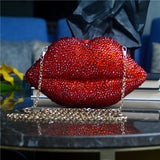 Luxury Red Lip Rhinestone Purses and Handbags