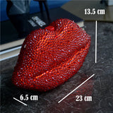 Size of Luxury Red Lip Rhinestone Purses and Handbags