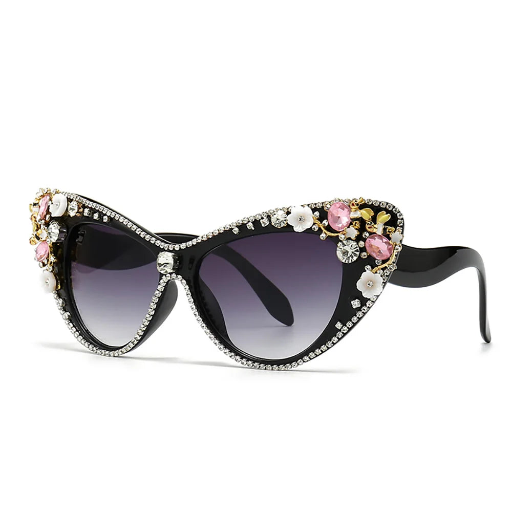 Luxury Retro Cat eye Rhinestone Fashion Sunglasses