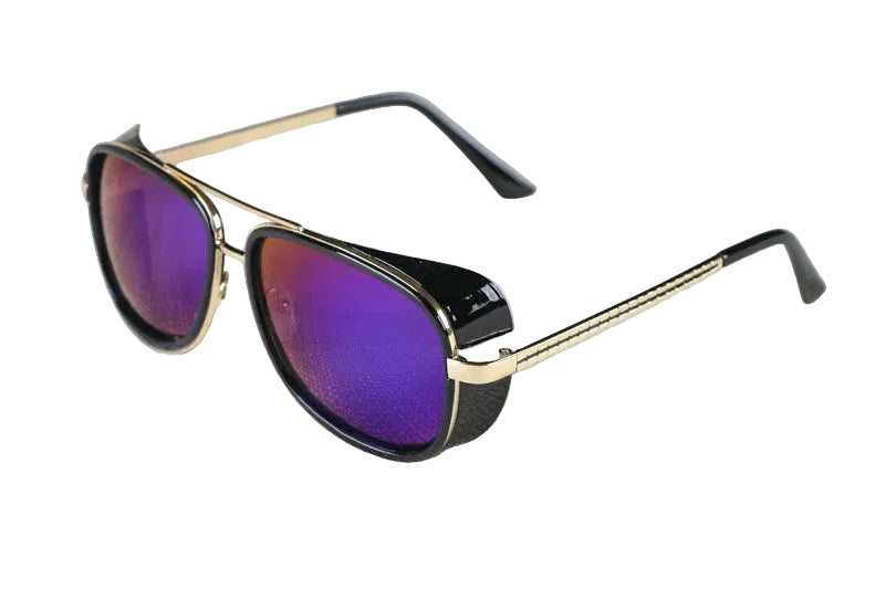 Black Purple Luxury Retro Pilot Vintage Men Sunglasses