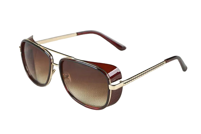 Brown Luxury Retro Pilot Vintage Men Sunglasses