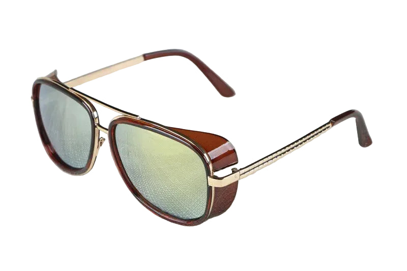 Brown Gold Luxury Retro Pilot Vintage Men Sunglasses