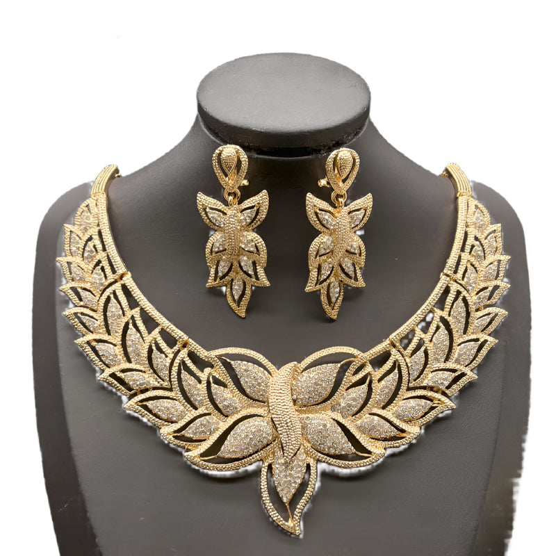 earring and necklace gold