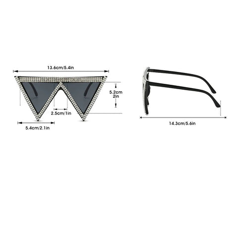 Size of Luxury Rhinestone Diamond Sunglasses