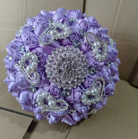 Purple Luxury Rhinestone Handmade Flowers Bouquet