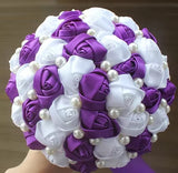 White Purple Luxury Rhinestone Handmade Flowers Bouquet
