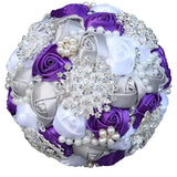 White Purple Luxury Rhinestone Handmade Flowers Bouquet