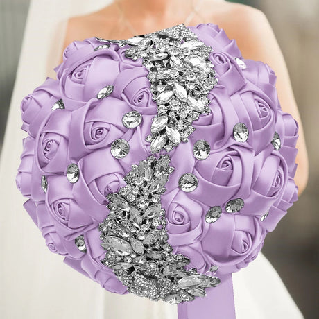 Purple Luxury Rhinestone Handmade Flowers Bouquet