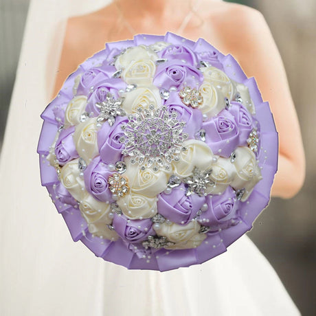 Purple Luxury Rhinestone Handmade Flowers Bouquet