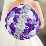 Purple White Luxury Rhinestone Handmade Flowers Bouquet
