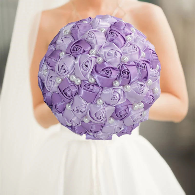 Purple Luxury Rhinestone Handmade Flowers Bouquet