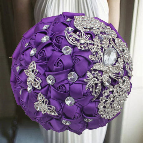 Purple Luxury Rhinestone Handmade Flowers Bouquet