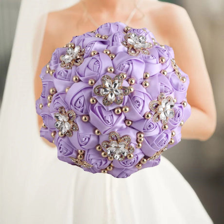 Purple Luxury Rhinestone Handmade Flowers Bouquet