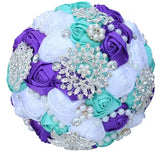 White Purple Blue Luxury Rhinestone Handmade Flowers Bouquet