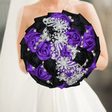 Purple Black Luxury Rhinestone Handmade Flowers Bouquet