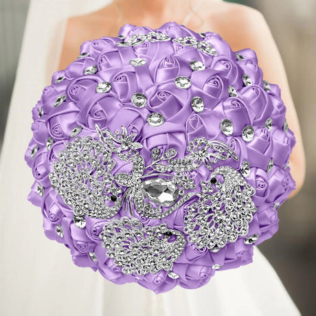 Purple Luxury Rhinestone Handmade Flowers Bouquet