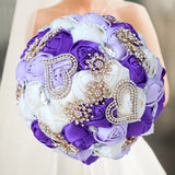 White Purple Luxury Rhinestone Handmade Flowers Bouquet