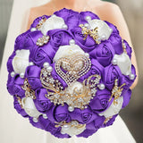 Purple White Luxury Rhinestone Handmade Flowers Bouquet