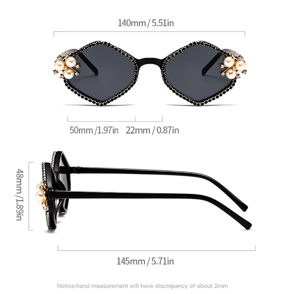 Size of Luxury Rhinestone Pearl Rhombic Sunglasses