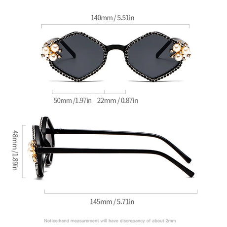 Size of Luxury Rhinestone Pearl Rhombic Sunglasses