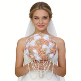 Model Using Luxury Rhinestone Wedding Bouquet