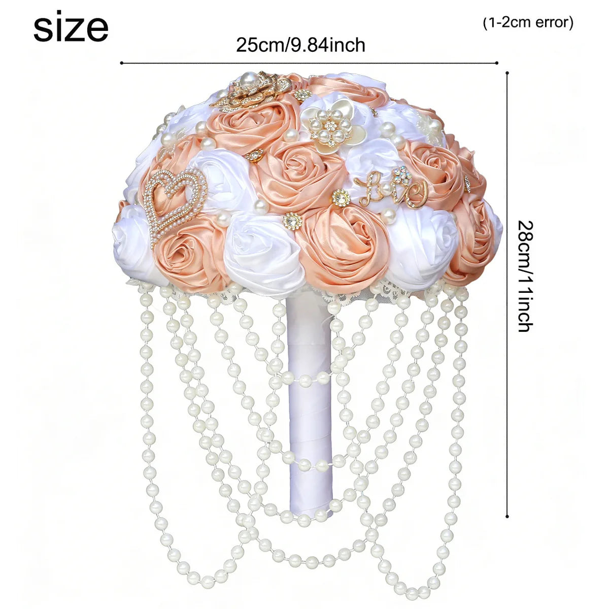 Size of Luxury Rhinestone Wedding Bouquet