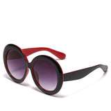 luxury round large frame sunglasses black red