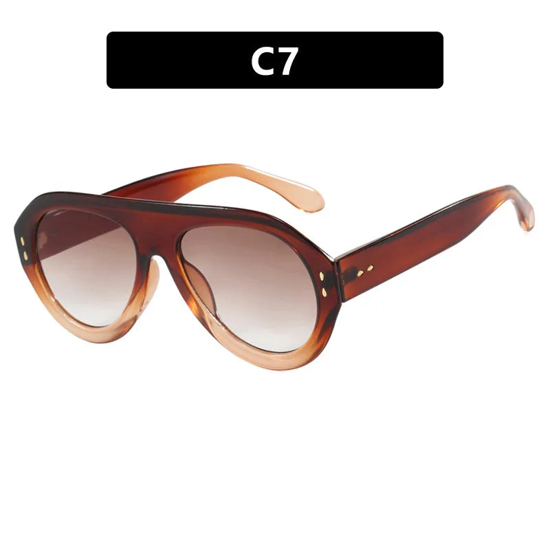 Brown Luxury Round Outdoor Driving UV400 Sunglasses