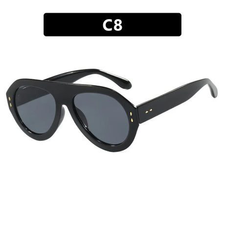 Black Luxury Round Outdoor Driving UV400 Sunglasses
