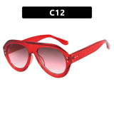 Red Luxury Round Outdoor Driving UV400 Sunglasses
