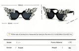 Size of Luxury Shiny Retro Oversized Cat Eye Crystal Sunglasses