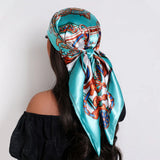 Blue Luxury Silk Foulard Satin Soft Neckerchief Hijab Bandana