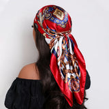 Red Luxury Silk Foulard Satin Soft Neckerchief Hijab Bandana