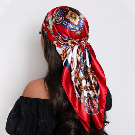 Red Luxury Silk Foulard Satin Soft Neckerchief Hijab Bandana