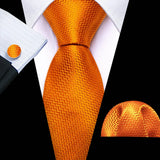 Orange Luxury Silk Jacquard Floral Paisley Necktie