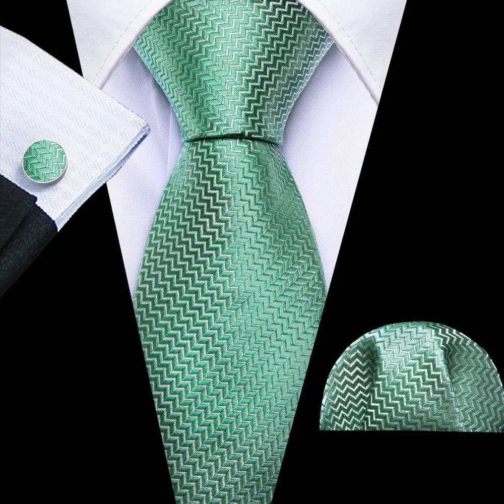 Green Luxury Silk Jacquard Floral Paisley Necktie