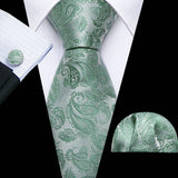 Green Luxury Silk Jacquard Floral Paisley Necktie