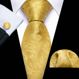 Gold Luxury Silk Jacquard Floral Paisley Necktie