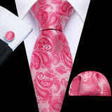 Pink Luxury Silk Jacquard Floral Paisley Necktie