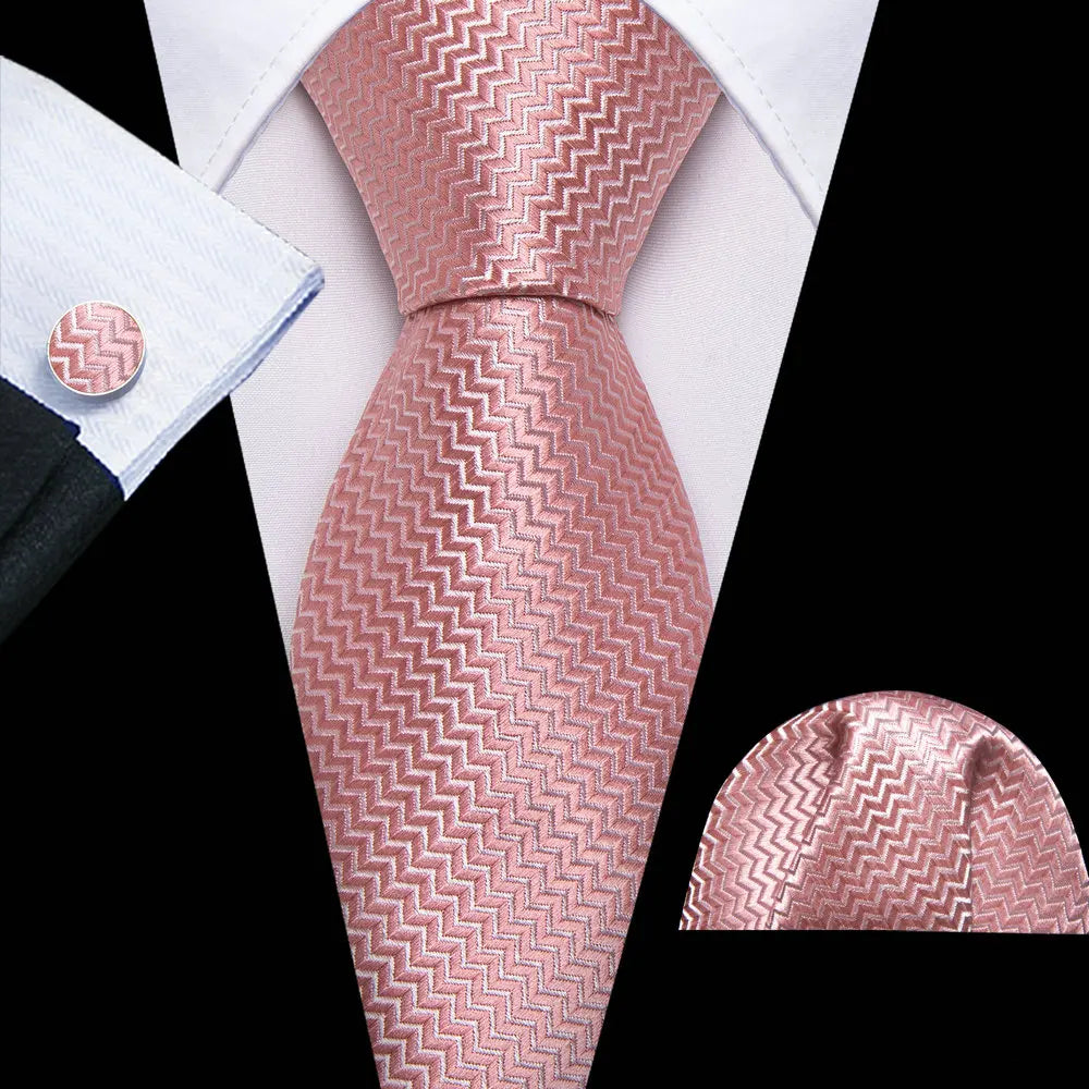 Pink Luxury Silk Jacquard Floral Paisley Necktie