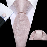 Beige Luxury Silk Jacquard Floral Paisley Necktie