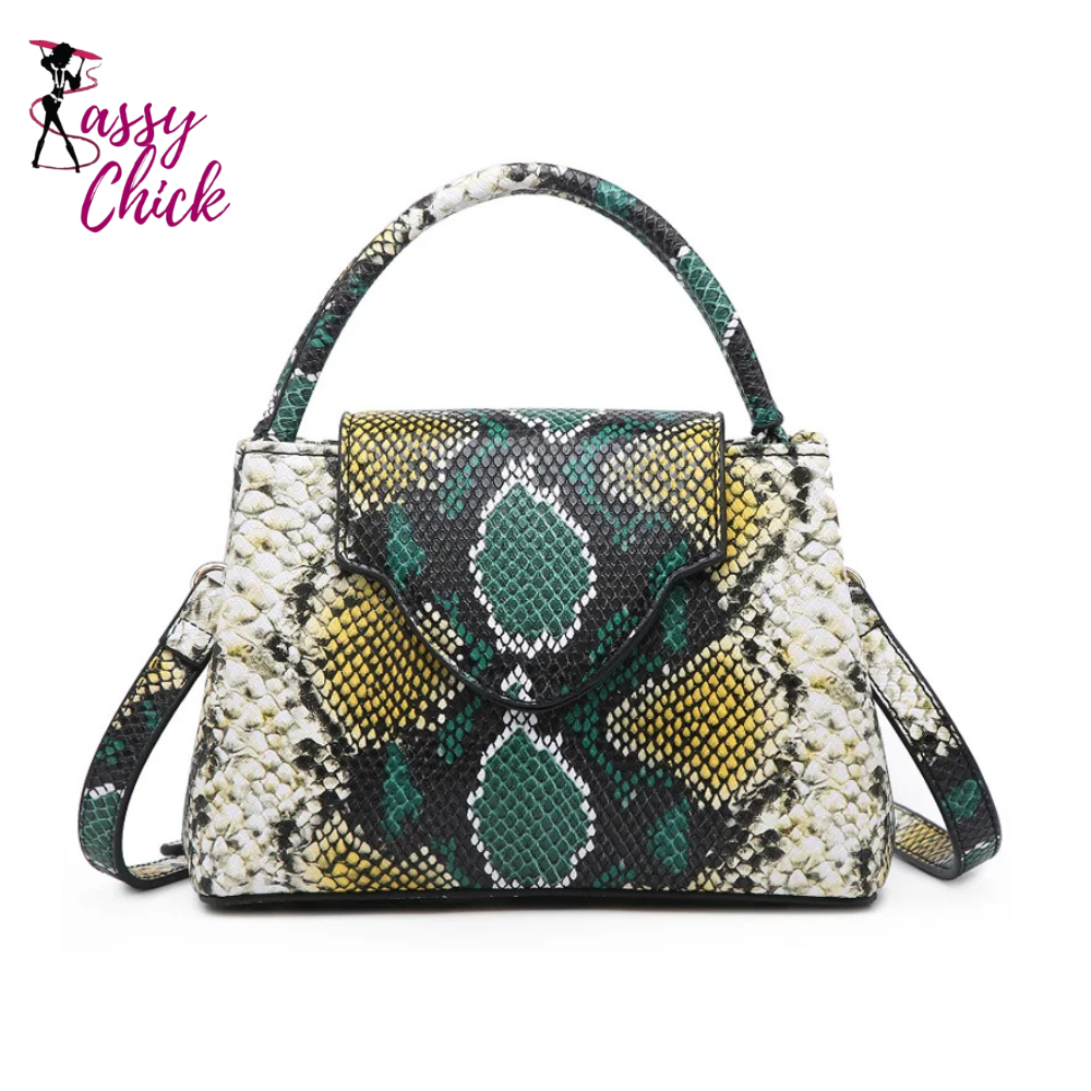 Luxury Snake and Ostrich Leather Handbag Sassy Chick Logo