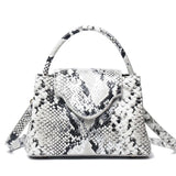 White Black Luxury Snake and Ostrich Leather Handbag