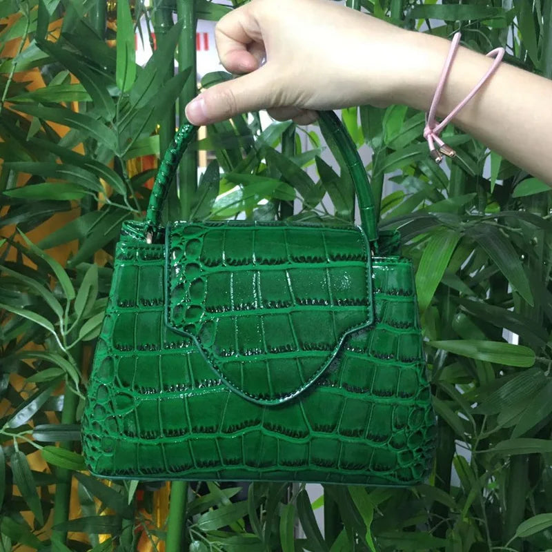 Green Luxury Snake and Ostrich Leather Handbag