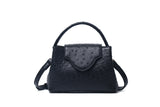 Black Luxury Snake and Ostrich Leather Handbag